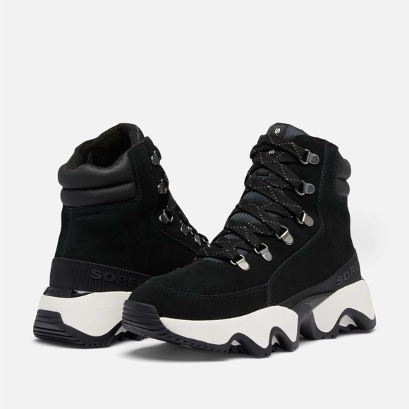 Sorel Black Kinetic impact Conquest Plus waterproof wedge lace up sneaker Boots - Picture 1 of 11
